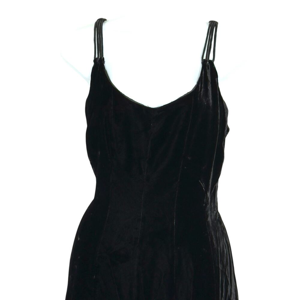 Giorgio Armani IT44 US8 Black Velvet Multi Strap Evening Dress Scoop Neck *flaw - Picture 5 of 15